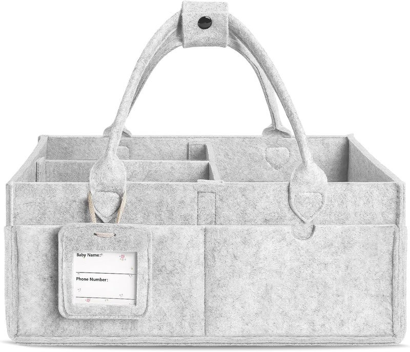 GEMII Diaper Caddy Organizer - Large Baby Caddy Organizer with Handle for Newborn Essentials Boy or Girl (Gray, Large) - Image 1